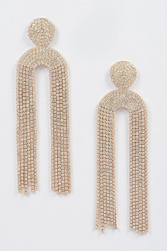 Gold High Stakes Rhinestone Drop Earrings