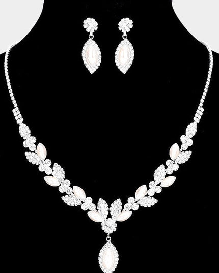 Flower Pearl Necklace & Earrings