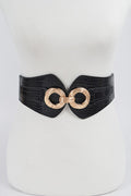 Faux Croc Gold Black Wide Stretch Belt