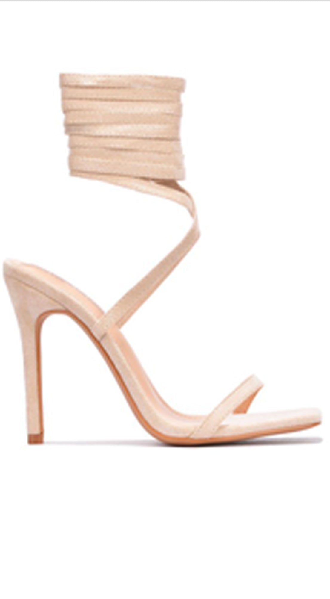 Nude Beige Faux Suede Lace Up High Heels