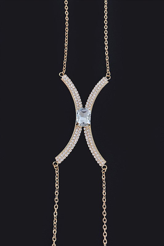 Gold Rhinestone Bra Chain