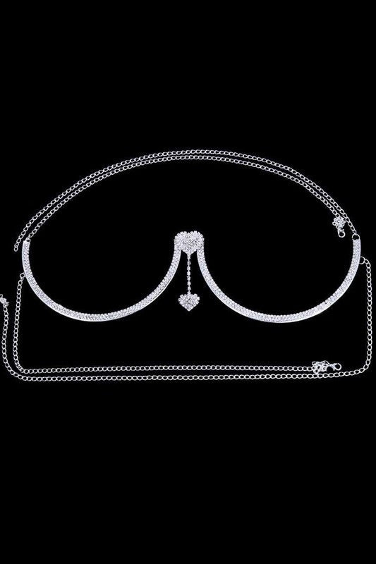 Silver Dangle Heart Bra Chain