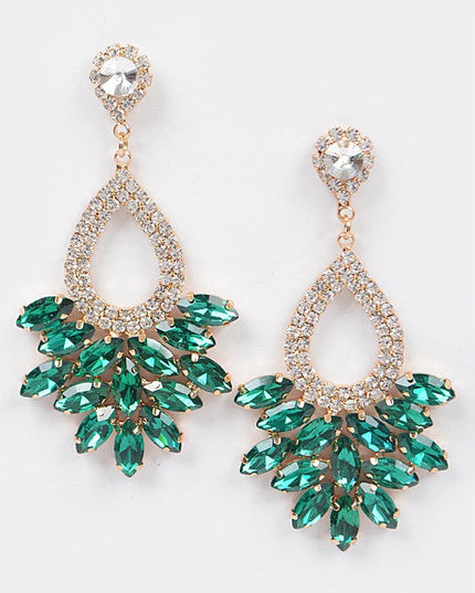 Green Look Rhinestone Earrings