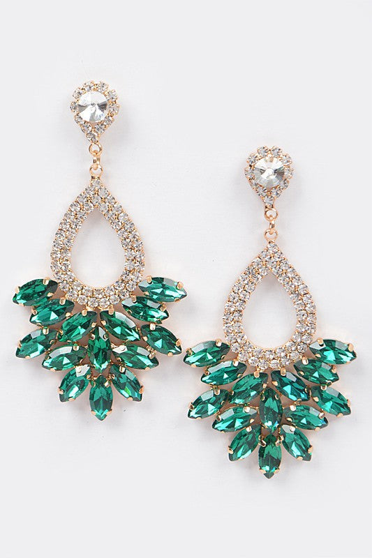 Green Look Rhinestone Earrings