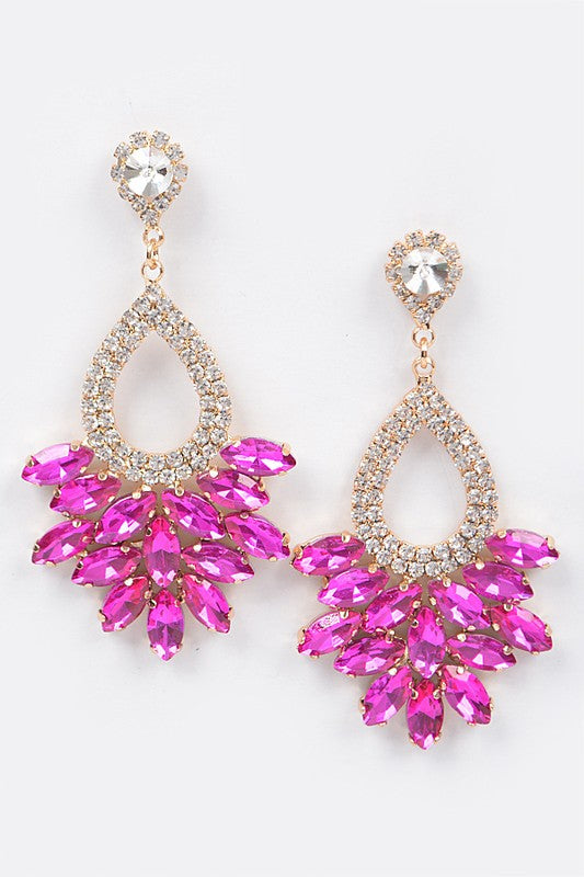 Pink Look Rhinestone Earrings