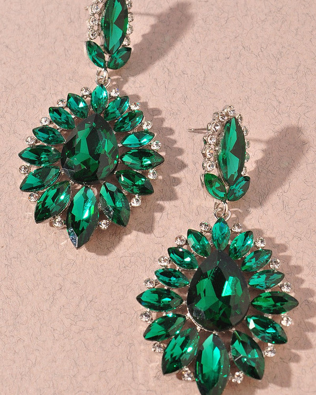 Green Ada Rhinestone Earrings