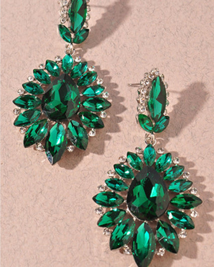Green Ada Rhinestone Earrings