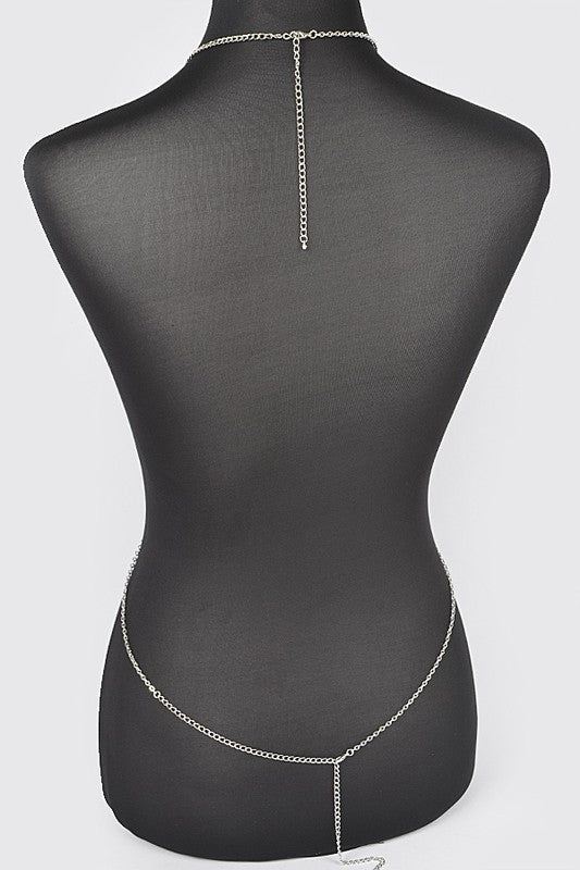 Silver Rhinestone Bra Chain