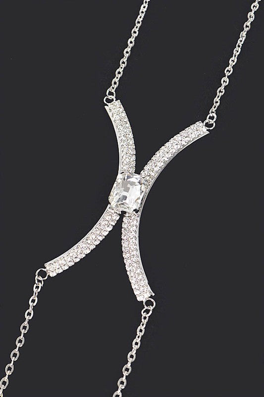 Silver Rhinestone Bra Chain