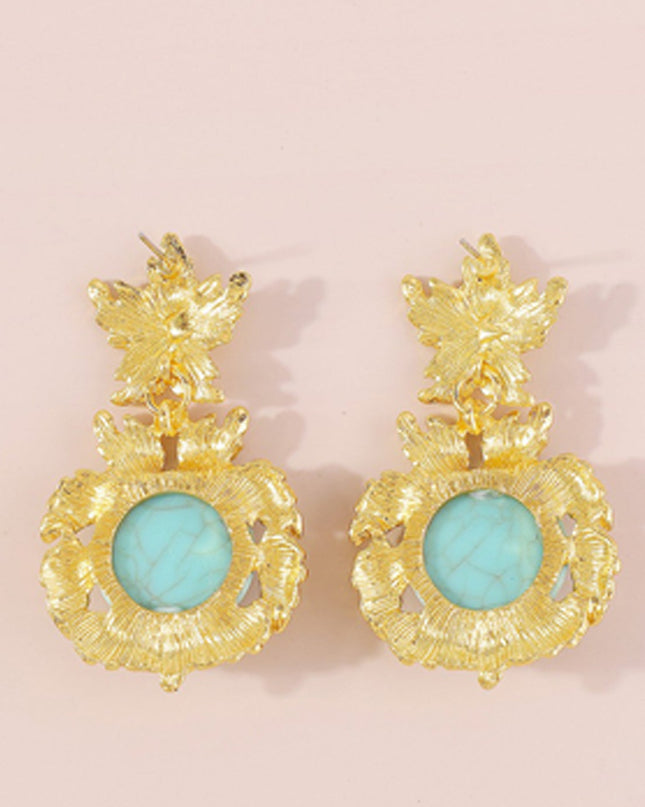 Gold Turquoise Drop Dangle Earrings