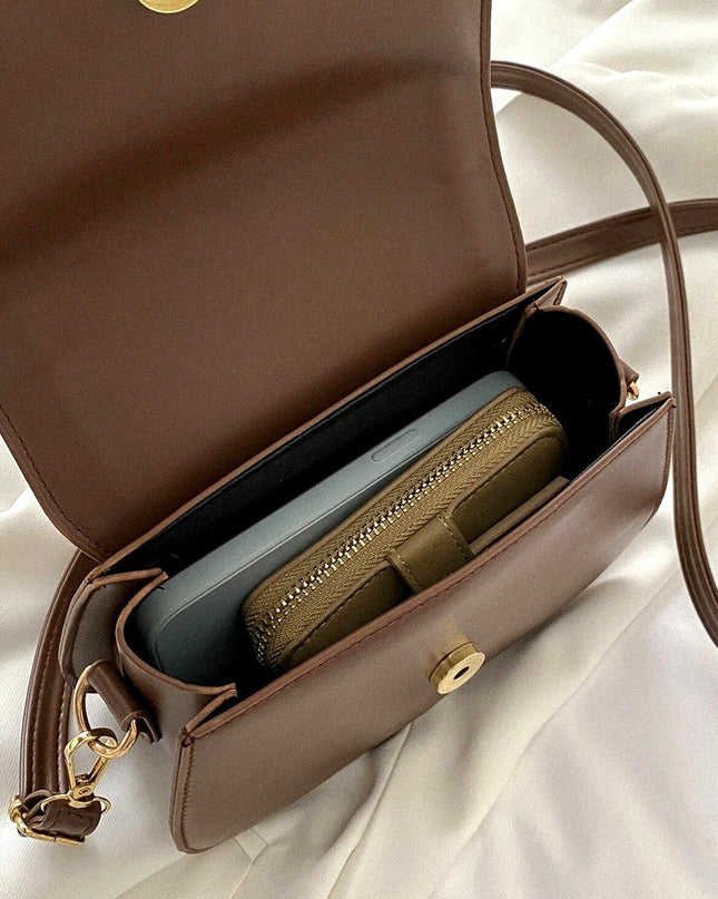 Brown Faux Leather Crossbody Bag