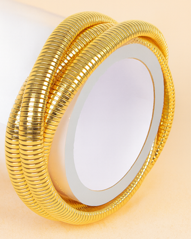 Gold Triple Spring 14K Gold Dipped Bracelet