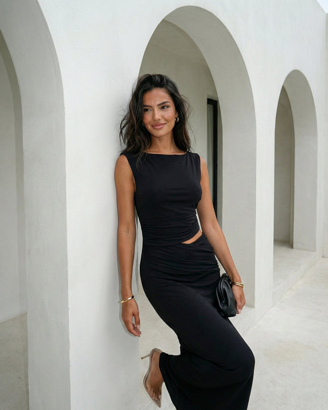 Black Cut Out Maxi Dress