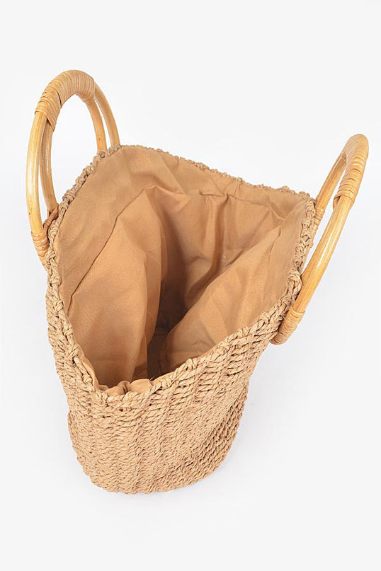 Khaki Playa Straw Tote Bag