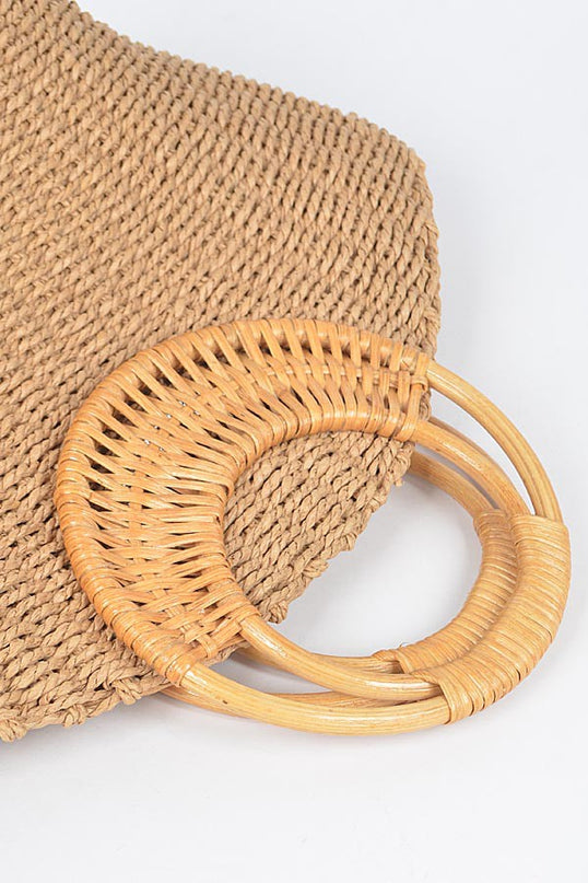 Khaki Playa Straw Tote Bag