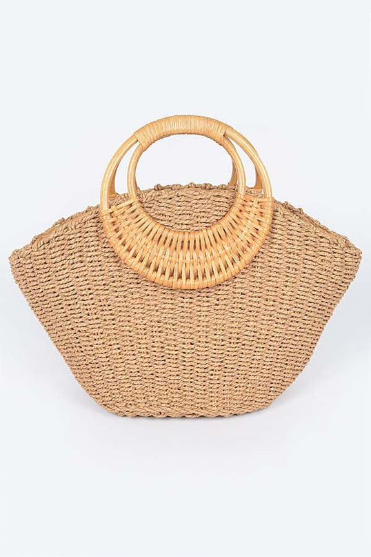Khaki Playa Straw Tote Bag