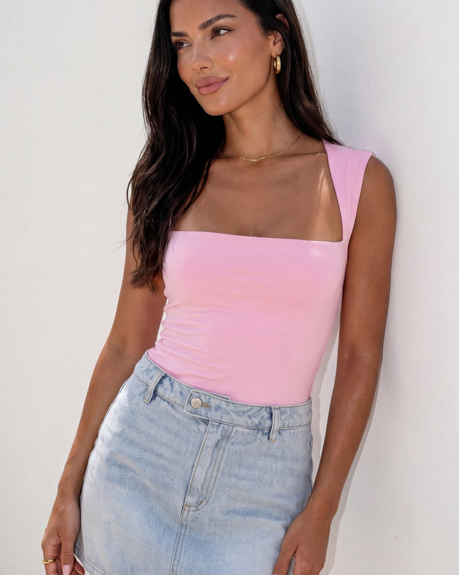 Light Pink Square Neck Butter Soft Top