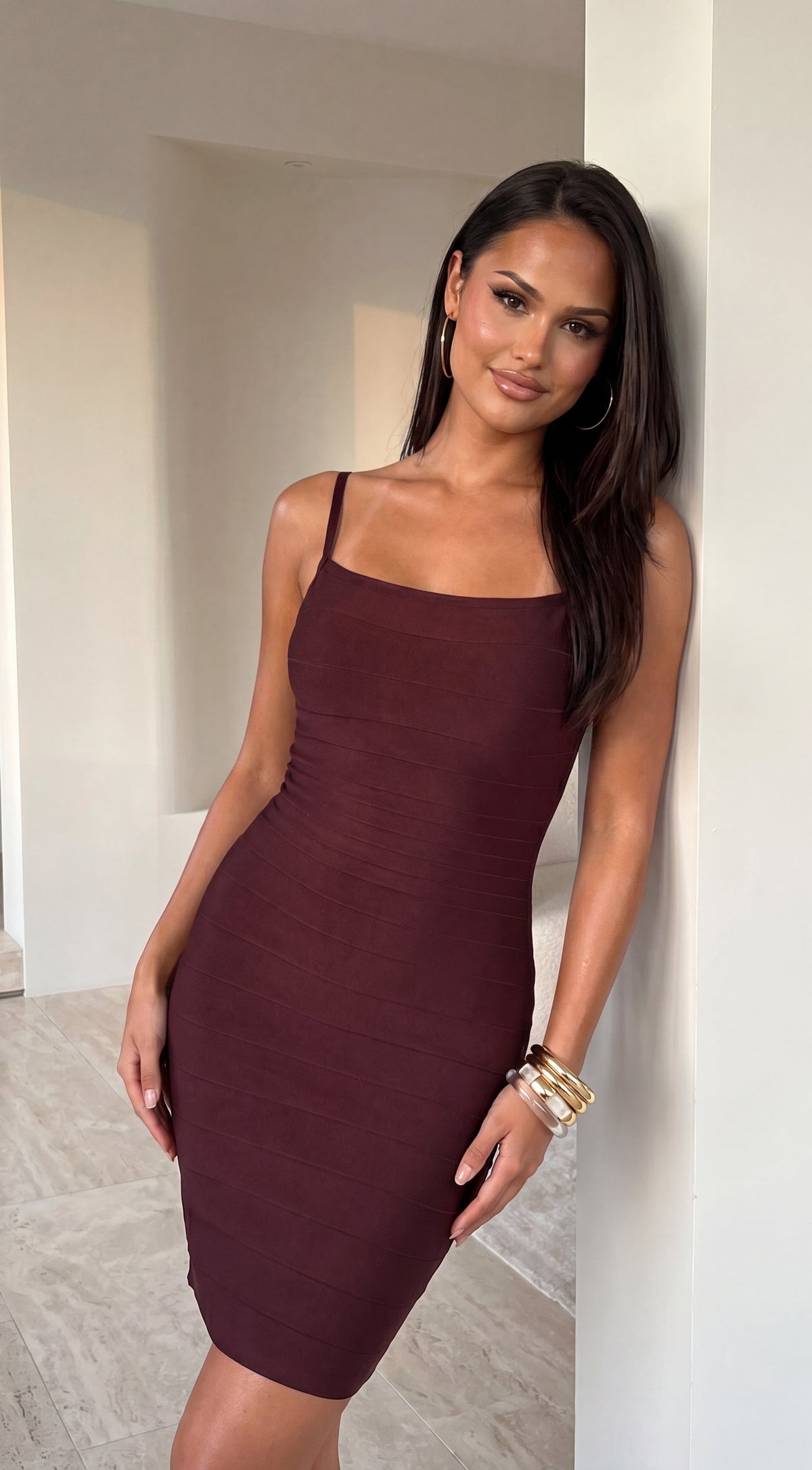 Brown Bandage Mini Dress