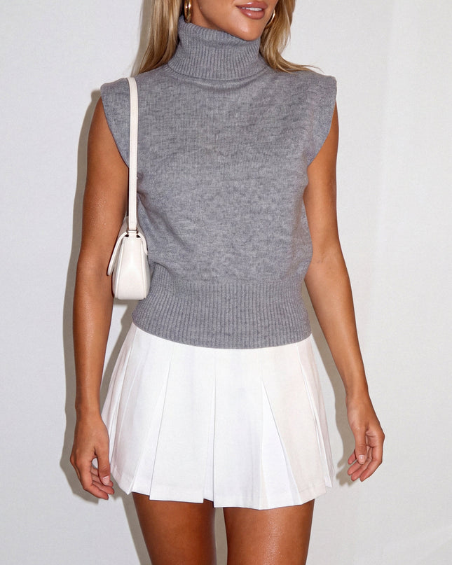 Off White Pleated Mini Skort