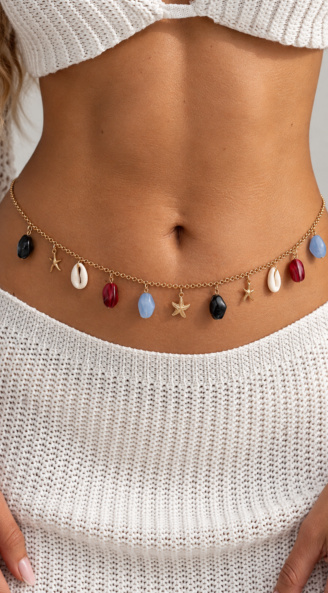 Gold Crystal Beaded Waist Chain belt