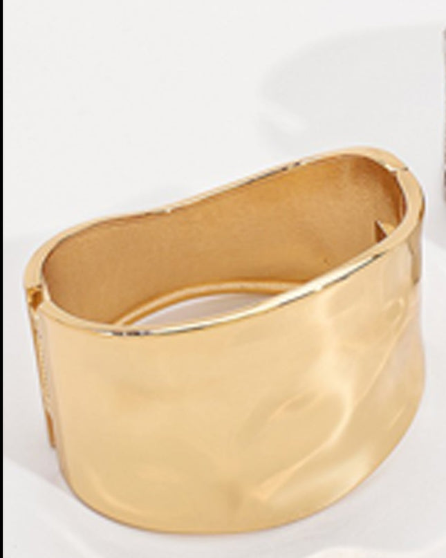 Gold Wide Metal Bangle Bracelet