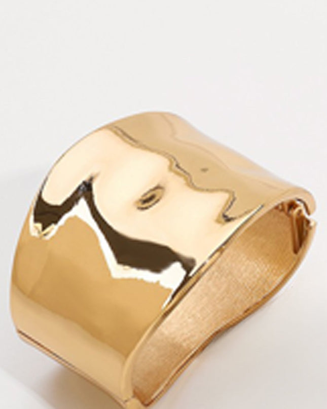 Gold Wide Metal Bangle Bracelet