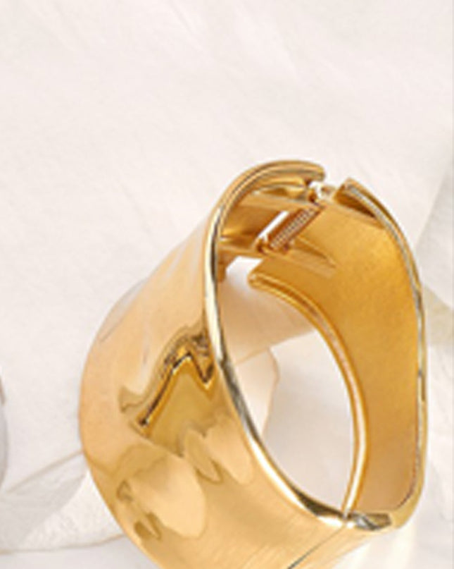 Gold Wide Metal Bangle Bracelet
