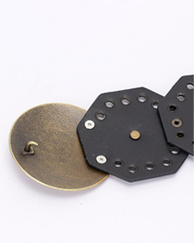 Black Luxe Gold Disc Faux Leather Boho Western Waist Belt