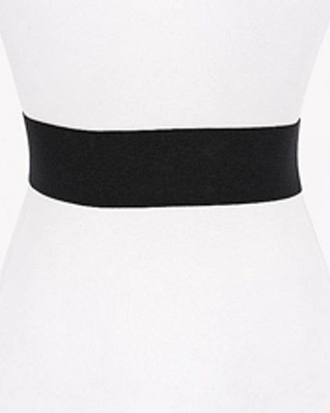 Black Flower Gold Metal Buckle Elastic Belt