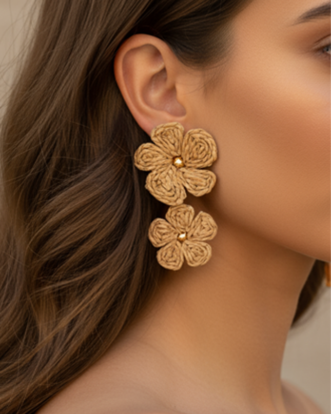 Khaki Zia FLower Earrings