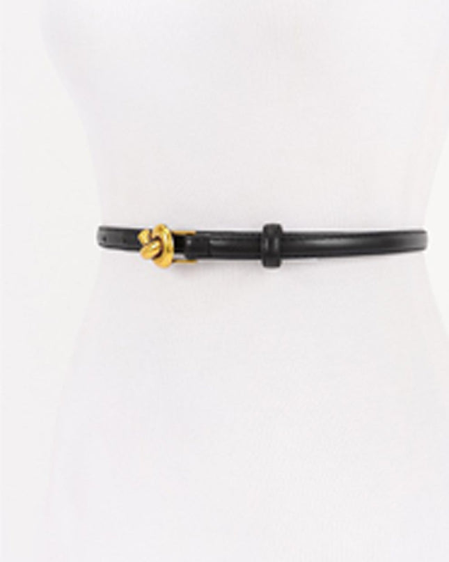 Black Buckle Faux Leather Belt