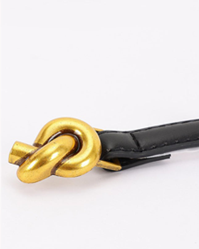 Black Buckle Faux Leather Belt