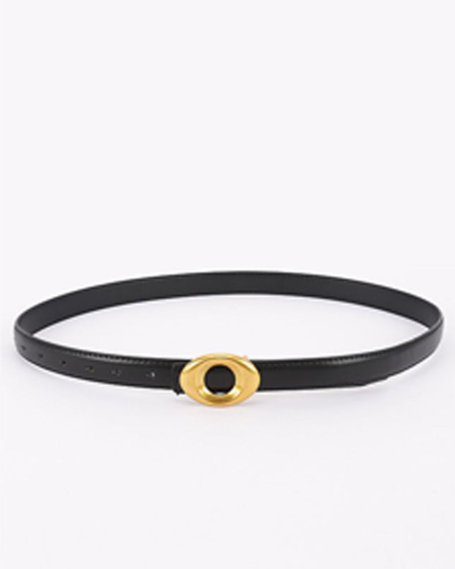 Black Buckle Faux Leather Belt
