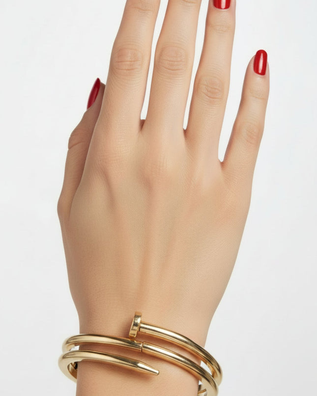 Gold Double Wrap Nail Bangle