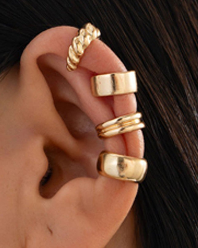 Gold Ear Cuffs 4 piece Earrings Set