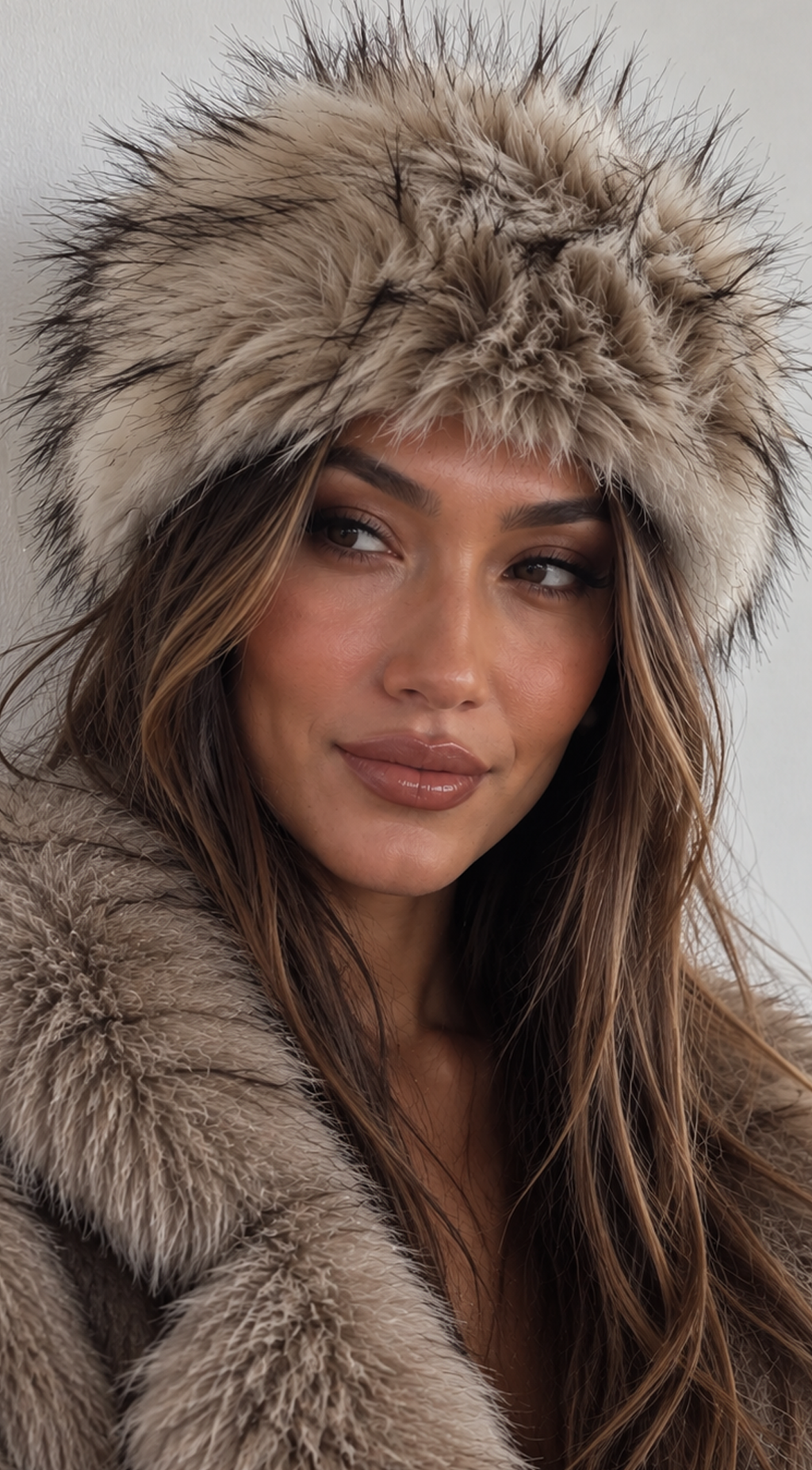Beige Furry Headband Earmuff