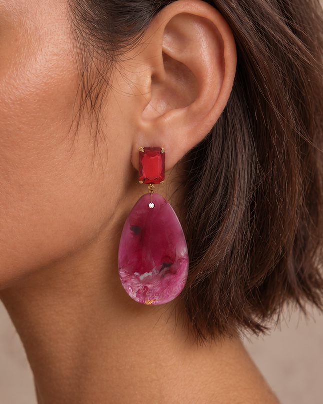Berry Stone Crystal Drop Earrings