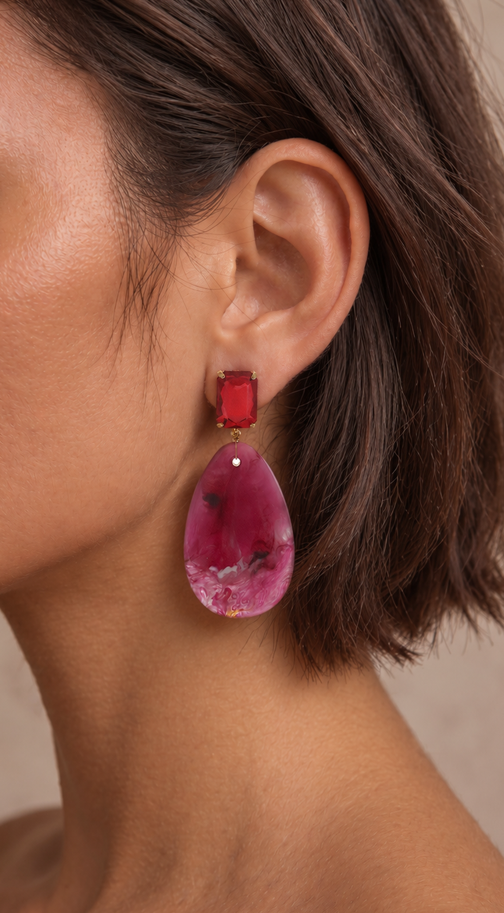 Berry Stone Crystal Drop Earrings