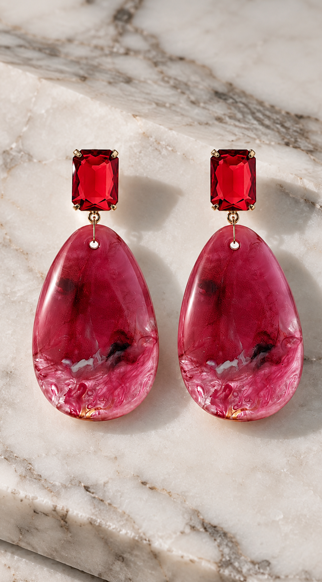 Berry Stone Crystal Drop Earrings