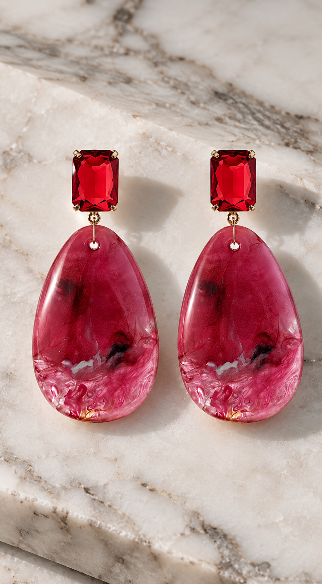 Berry Stone Crystal Drop Earrings