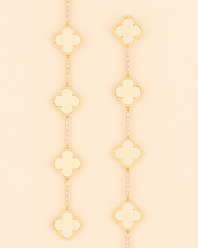 Ivory Clover Charm Drop Earrings