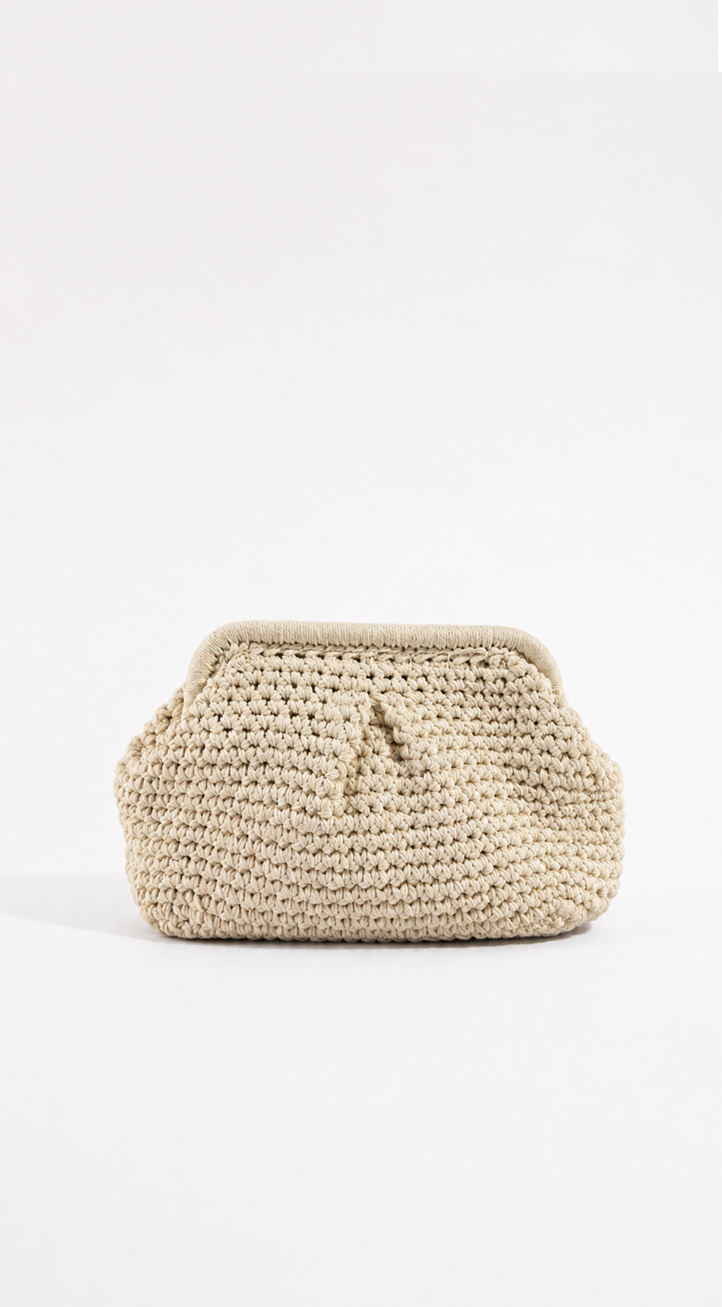 Ivory Crochet Knit Pouch Bag