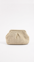 Ivory Crochet Knit Pouch Bag