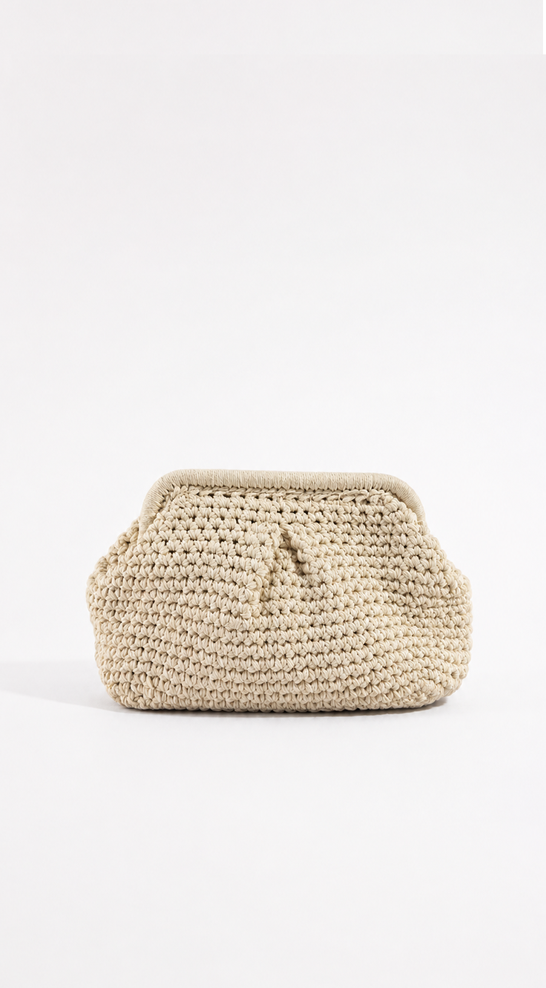 Ivory Crochet Knit Pouch Bag