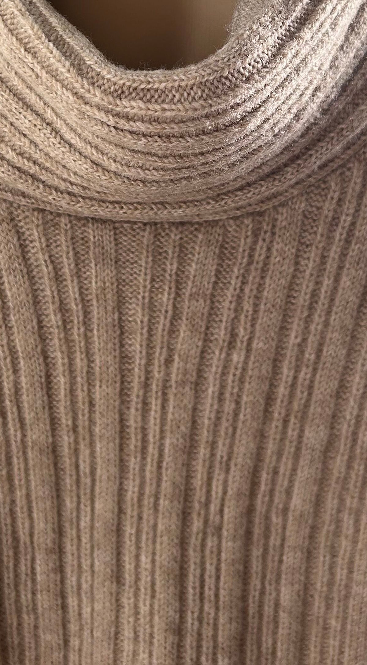 Taupe Beige Oversized Ribbed Off Shoulder Sweater