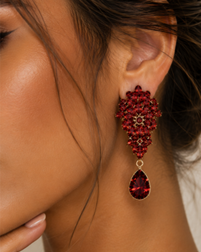 Red Marquise Teardrop Earrings