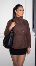 Brown Cropped Trench Jacket