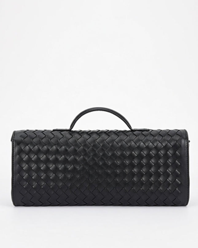 Black Woven Clutch Handbag
