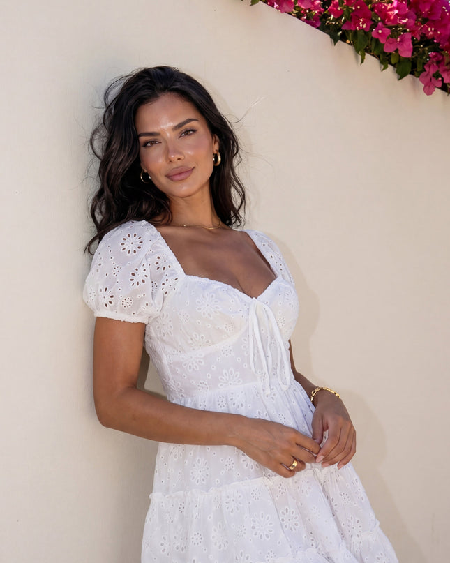 White Tiered Mini Dress