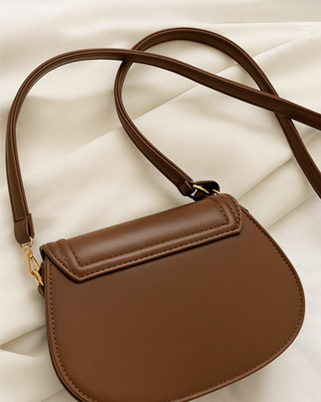 Brown Faux Leather Crossbody Bag